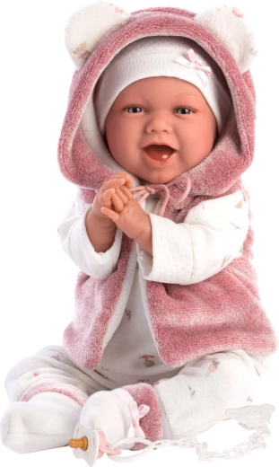 Realistische Babypuppe mit Geräuschen und weichem Stoffkörper 42 cm