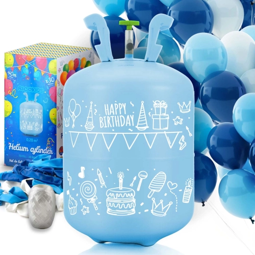 Heliumflasche 0,20 m³ mit Ballons und Schleife Ricokids