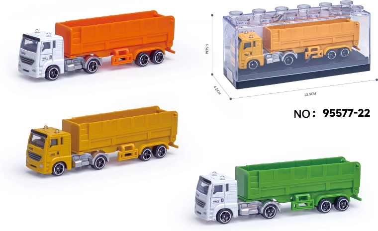 Metallmodell eines Müllwagens mit Anhänger 1:64