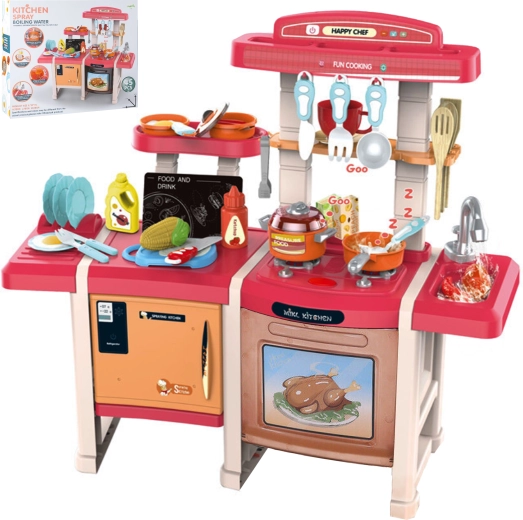 Doppelte Kinderküche rot 70 cm, 45 Teile