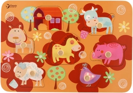 Holzbauernhof-Steckpuzzle für Kinder