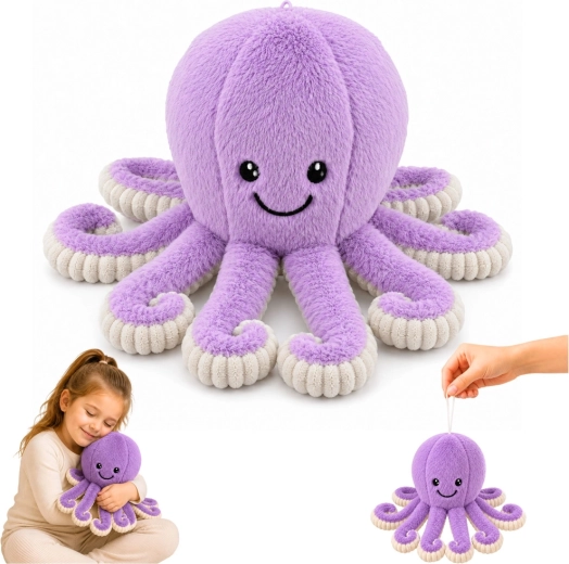 Plüsch-Oktopus mit elastischen Tentakeln, lila, 30 cm