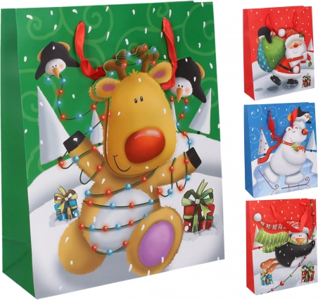 Geschenktasche L 39 × 30 × 12 cm Weihnachtsmotive