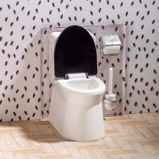 Toilette und Zubehör wie in einem echten Badezimmer