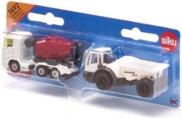 Siku Set Baustellenfahrzeuge – Betonmischer und Knickgelenk-Dumper BERGMANN 3012