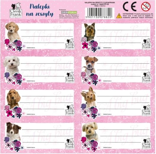 Derform Stickerbogen für Hefte – Hunde, 8 Stk. – 1 Stück