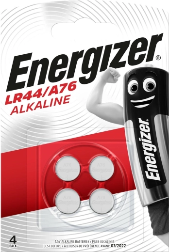 Alkaline-Knopfzellen ENERGIZER A76 LR44 1,5 V, 150 mAh, 4 Stk.