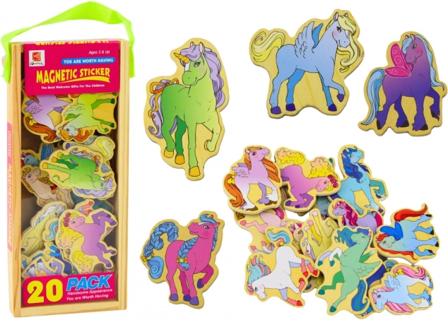 Bunte Holzmagnete Einhörner