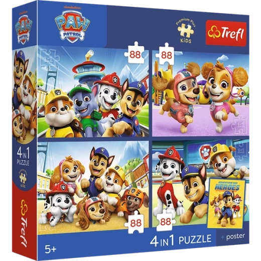 Vier Puzzles in einer Packung
