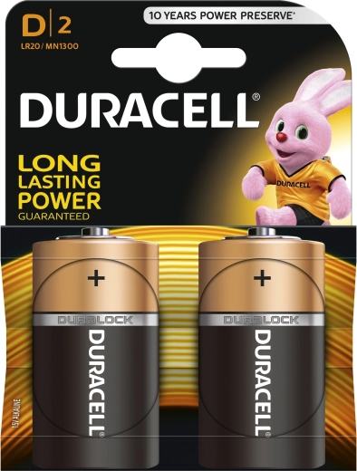 Duracell Alkaline-Batterien D 1,5 V, 2 Stk.