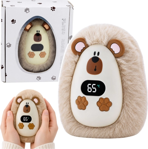 Plüsch-Handwärmer Igel mit Temperaturdisplay (USB‑C)
