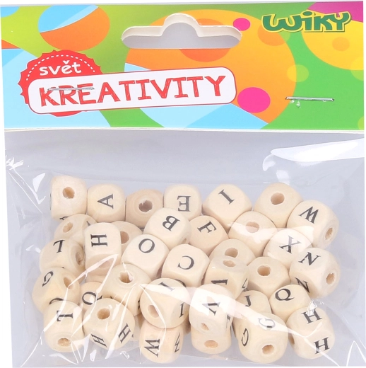 Weiße Holzkügelchen mit Alphabet, 40 Stück