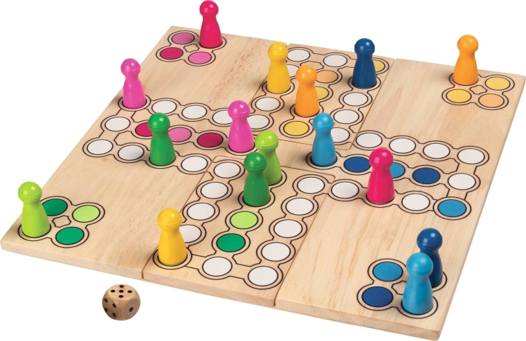 Holz-Brettspiel Ludo mit variabler Spielfläche – 1 Stück