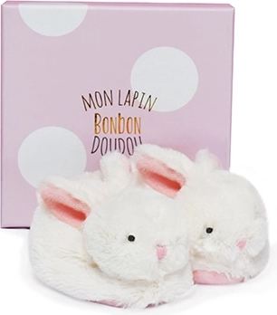 Doudou Set rosa Schühchen mit Rasseln Häschen für Babys 0-6 Monate