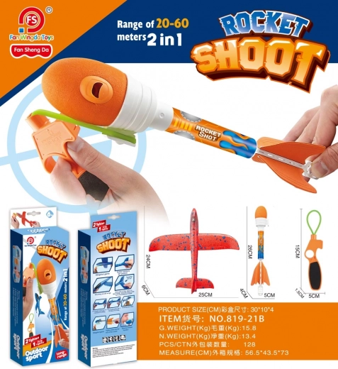 Blaues Wurf-Flugzeug 2-in-1 mit Schleuder