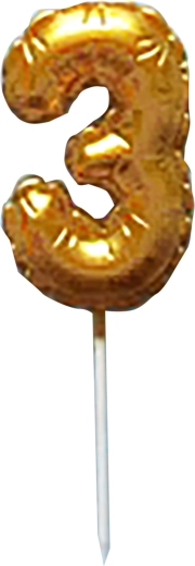 Tortenkerze Zahl 3 gold 6 cm