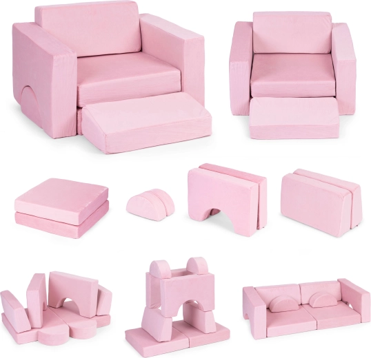 Modulares Kinder-Sessel 8-in-1 ECOTOYS – Rosa