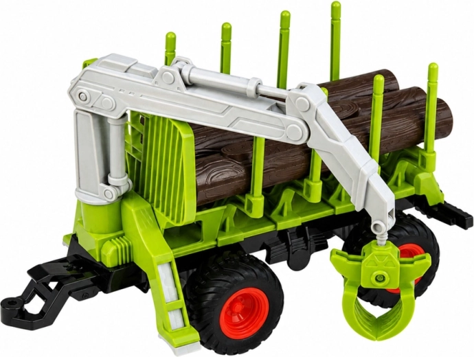 Forstanhänger mit Kran und Holzgreifer für Baumstämme
