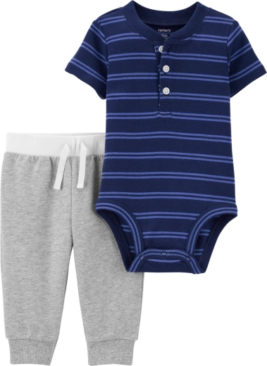 Carter’s 2-teiliges Baby-Set – Kurzarmbody und Jogginghose Black Animals (Junge)