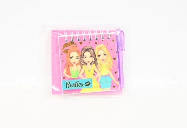 Besties Mini-Notizbuch mit Spiralbindung und Kugelschreiber
