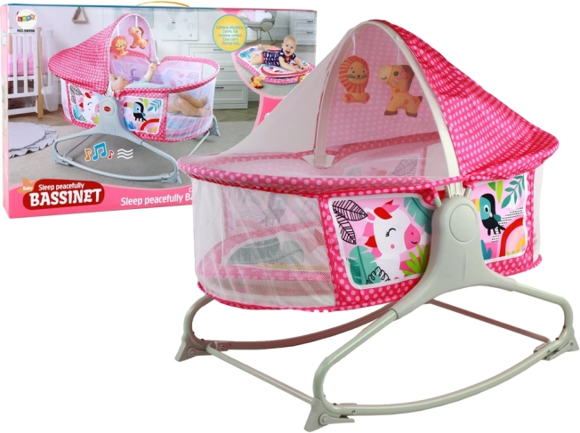 Multifunktionales Babybett mit Schaukel 2-in-1 in Rosa