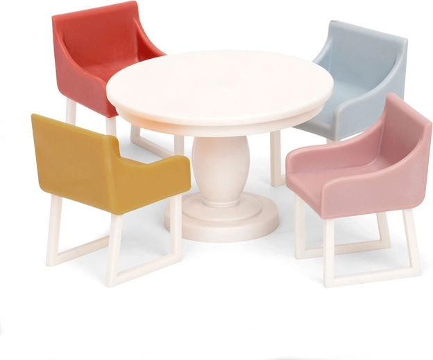 Esszimmer-Set für das Puppenhaus Lundby Basic – runder Tisch und 4 Stühle