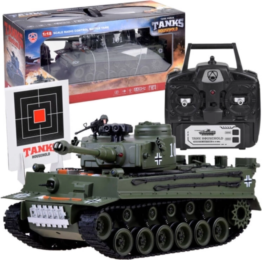 Großer RC-Panzer GERMAN TIGER 1:18 mit Schussfunktion und LED