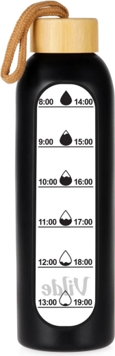 Vilde Glas-Wasserflasche mit Silikonhülle, schwarz 600 ml