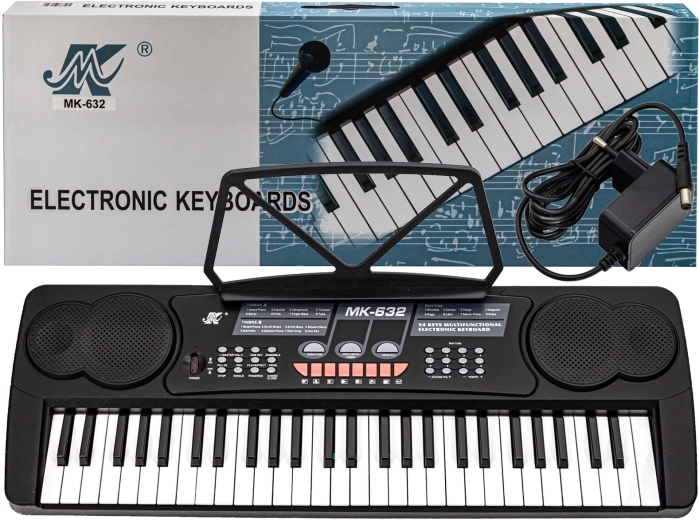Elektronisches Kinder-Keyboard MK-632, 54 Tasten, mit Mikrofon und Netzadapter