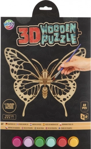 MOXY hölzernes 3D-Ausmalpuzzle Schmetterling