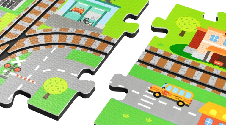 3D-Schaumstoffstadt mit Schienen