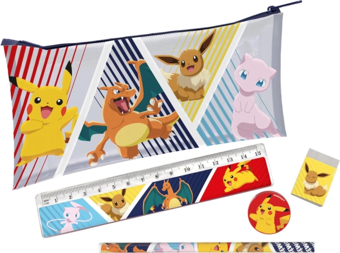 Pokémon-Schulmäppchen mit Schreibutensilien
