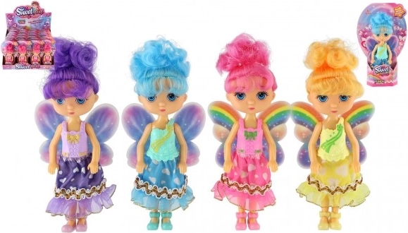 Fee-Puppe mit Flügeln 15 cm, Farb-Mix