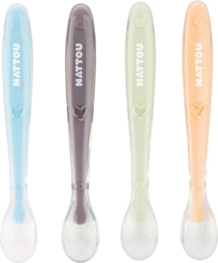 NATTOU Silikonlöffel mit weicher Spitze, Set 4 Stk.