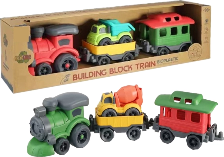 Bioplastik-Zug mit Waggons und drehbarem Mischer 47 cm