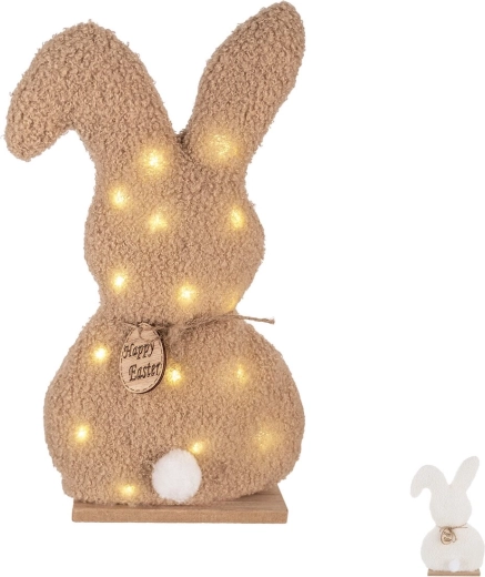 Österlicher LED-Hase auf Holzsockel 31 cm