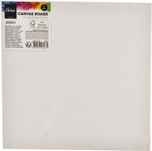 Malleinwand 25 × 25 cm, Set 3 Stk.
