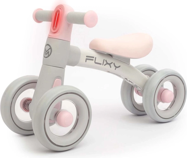 Kinderlauflernrad mit 4 Rädern und LED-Licht Milly Mally Flixy, rosa