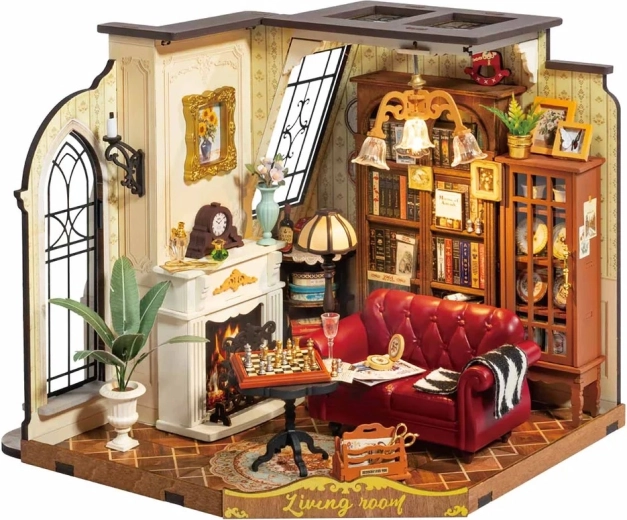 RoboTime 3D-Holzbausatz Miniaturhaus Kates Wohnzimmer