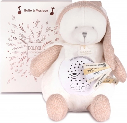 Doudou et Compagnie musikalisches Nachtlicht mit Sternenprojektion – rosa Teddybär