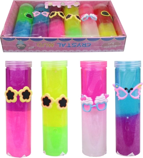 Bunter glitzernder Slime in Tube mit Accessoires 19 cm