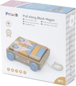 VIGA PolarB hölzerner Ziehwagen mit Bausteinen, 21 Teile
