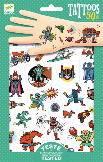 Metallische Tattoos Superhelden DJECO