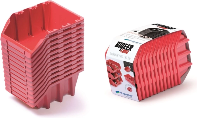 Set aus 12 Aufbewahrungsboxen Bineer Long 190×77×120 mm – Rot