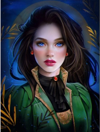 Diamantstickerei (Diamond Painting) blauäugiges Mädchen 30 × 40 cm - 1 Stück