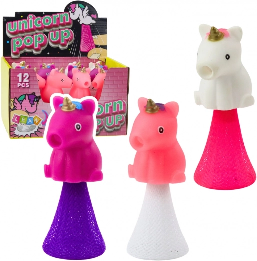 Hüpfender Einhorn auf Feder 10 cm – Mix Farben