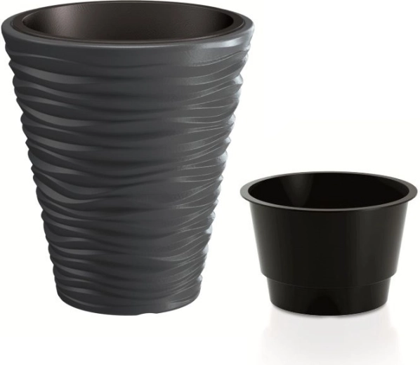 Blumentopf mit Einsatz SAND 38,8 cm anthrazit