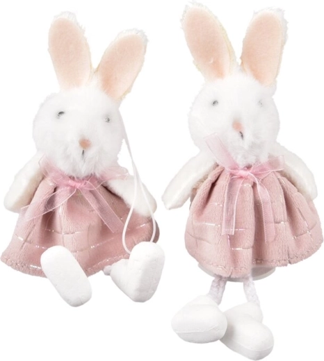 Dekorativer Hase aus Polyester rosa/weiß 15 cm (2 Varianten)