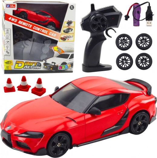 RC-Driftauto 4WD mit austauschbaren Rädern – rot