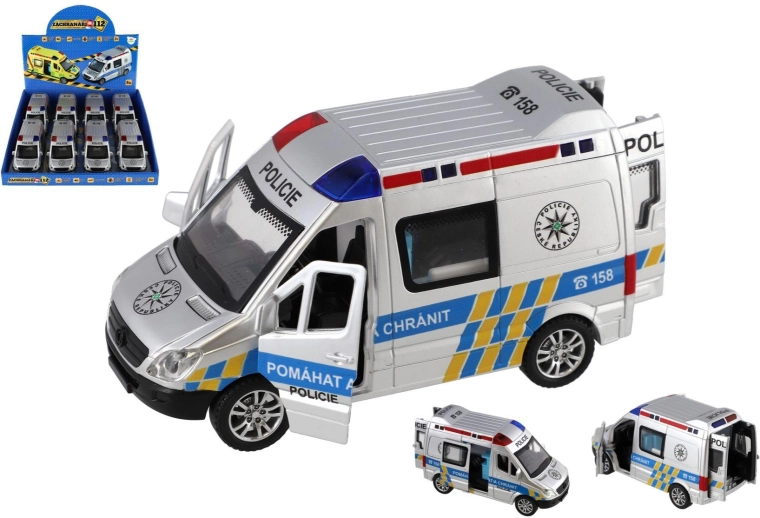 Plastik-Polizeiauto 15 cm mit Licht und Sound, Schwungradantrieb